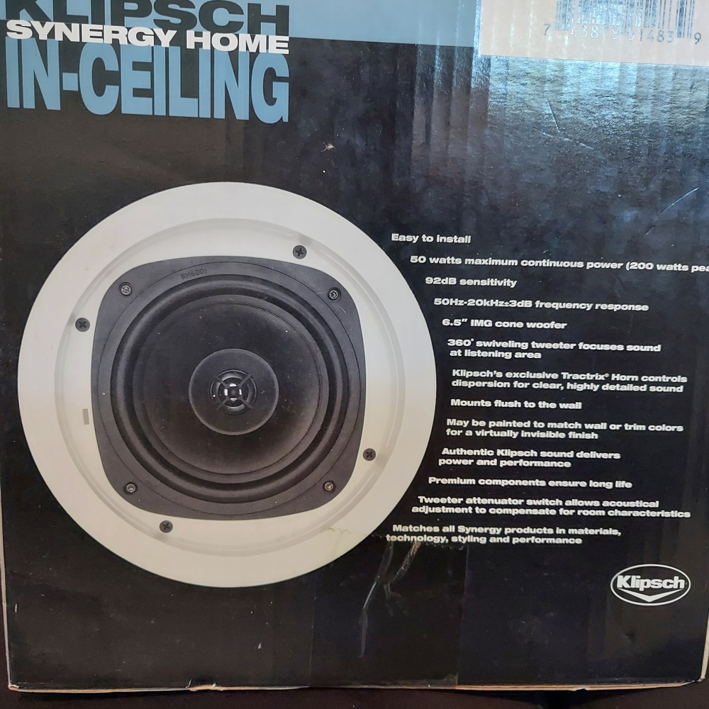 Klipsch Synergy KHC-6 Home In-Ceiling or in wall Speakers - Pair in White